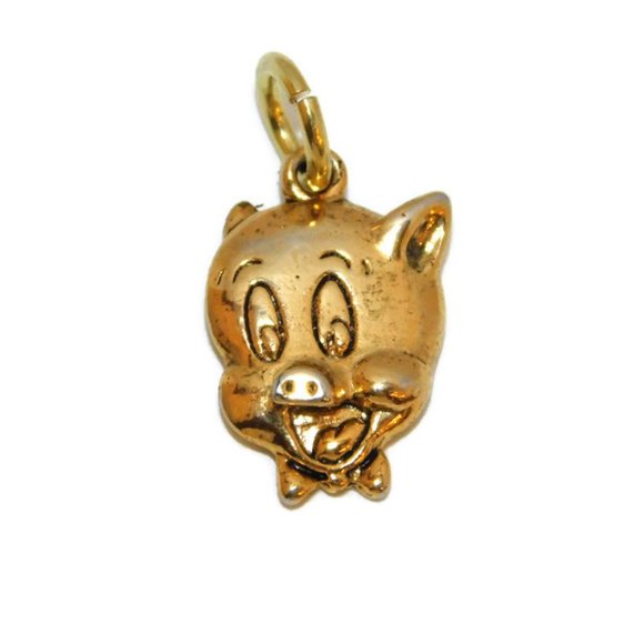 Jewelry - Porky Pig Pendant Charm 14k Yellow Gold